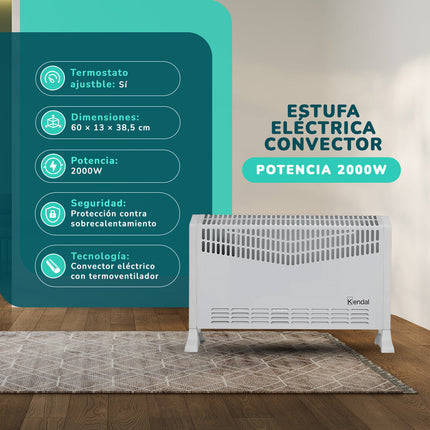 Convector Turbo KENDAL 2000W Calefactor Eléctrico Portátil