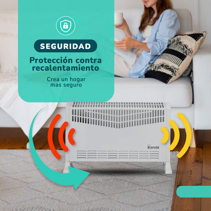 Convector Turbo KENDAL 2000W Calefactor Eléctrico Portátil