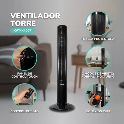 Ventilador de Torre Kendal Kvt-k4007 Potente Con Wifi Y Control Remoto