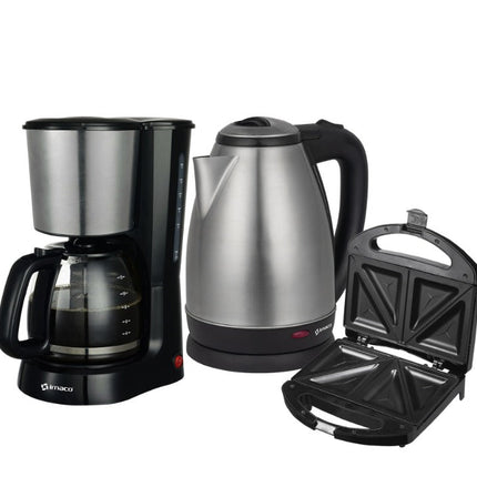 Combo Hervidor 1.8L + Sandwichera 2 Panes + Cafetera 12 Tazas Imaco