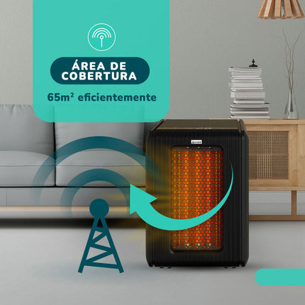 Estufa Infrarroja Kendal KEI-GOLDEN01 , 2000W, WIFI, 5 Modos de Calor, Negro – Para Ambientes hasta 65 m²