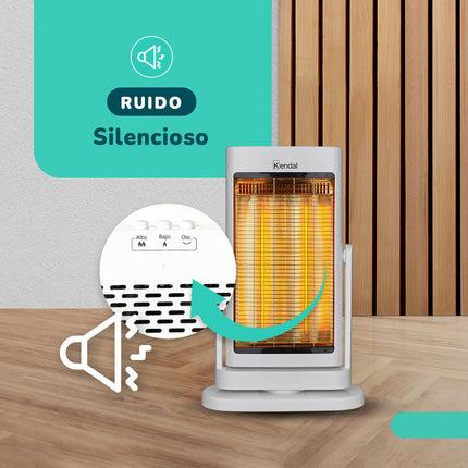Estufa Eléctrica Fibra de Carbono Blanca KENDAL Potencia 900W Calefacción Rápida Oscilante