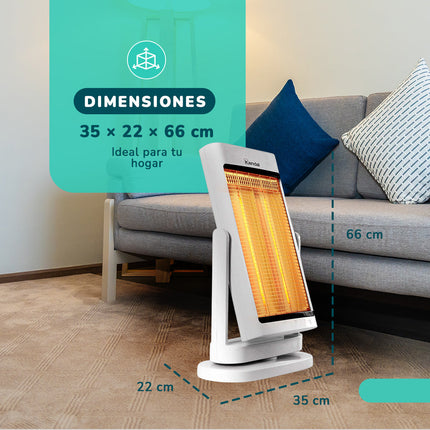 Estufa Eléctrica Fibra de Carbono Blanca KENDAL Potencia 900W Calefacción Rápida Oscilante