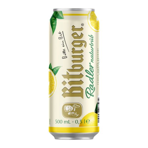 Six Pack Cerveza Bitburger Radler Limón Naturtrüb en lata de 500 ml