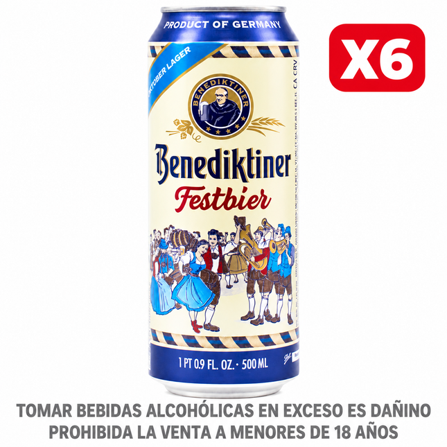 Six Pack Cerveza Benediktiner Festbier Blonde Lager en lata de 500 ml