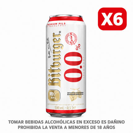 Six Pack Cerveza Bitburger Drive 0.0% Lata 500 ml