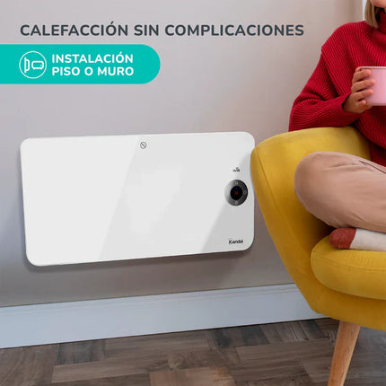 Panel Convector Kendal KPN-1500AL Blanco WiFi 1500W Hasta 18 m² Piso o Muro