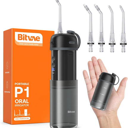 Irrigador Bucal Portátil Bitvae Mini Inalámbrico con Tanque Telescópico Negro