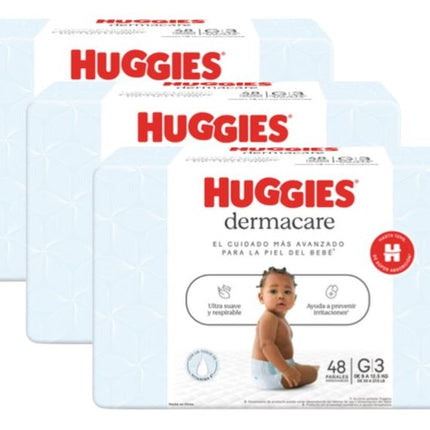PACK DE 3 PAÑALES HUGGIES DERMACARE TALLA G X48