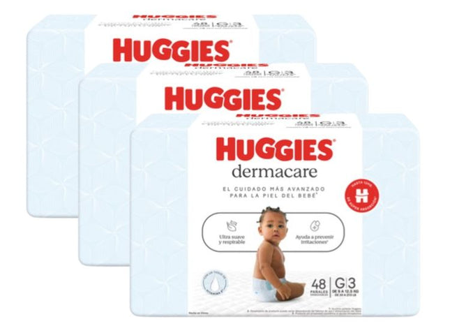 PACK DE 3 PAÑALES HUGGIES DERMACARE TALLA G X48