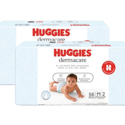 PACK DE 2 PAÑALES HUGGIES DERMACARE TALLA M X58