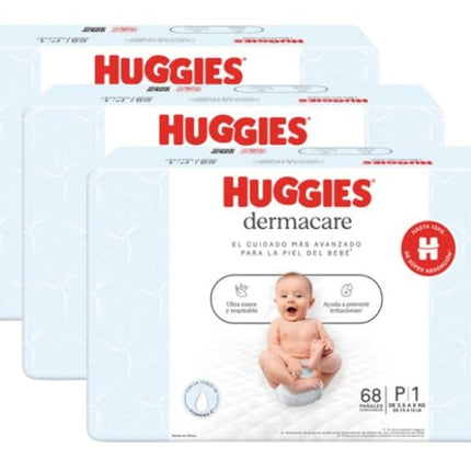 PACK DE 3 PAÑALES HUGGIES DERMACARE TALLA P X68