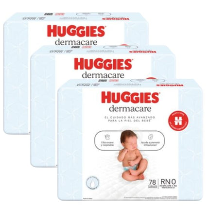 PACK DE 3 PAÑALES HUGGIES DERMACARE TALLA RN X78