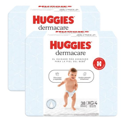 PACK DE 2 PAÑALES HUGGIES DERMACARE TALLA XG X38