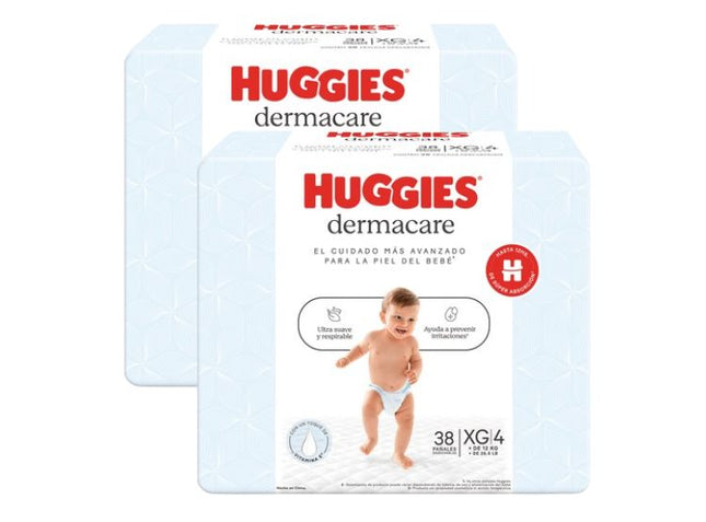 PACK DE 2 PAÑALES HUGGIES DERMACARE TALLA XG X38