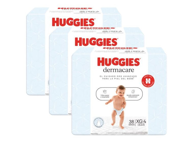 PACK DE 3 PAÑALES HUGGIES DERMACARE TALLA XG X38