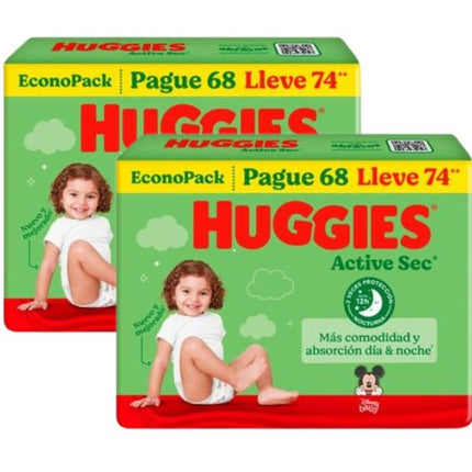 PACK DE 2 PAÑALES HUGGIES ACTIVE SEC BIGPACK TALLA XG X74