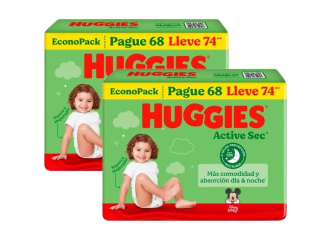 PACK DE 2 PAÑALES HUGGIES ACTIVE SEC BIGPACK TALLA XG X74
