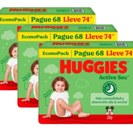 Huggies Active Sec Bigpack Talla XG – Pañales Deportivos Pack 3x74 ud