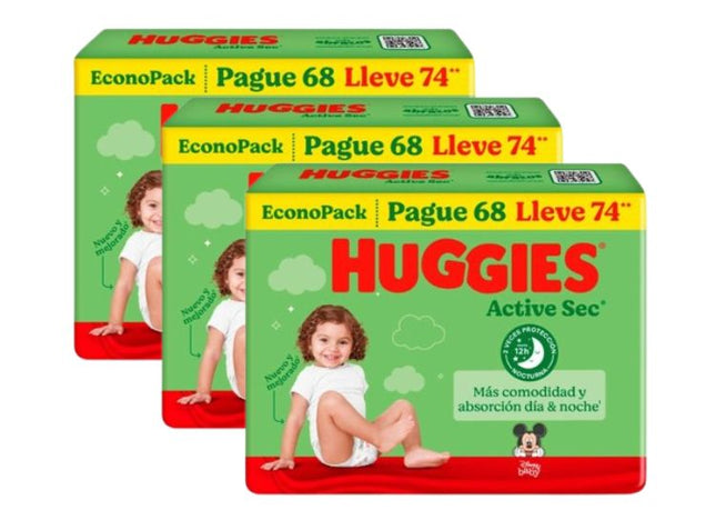 Huggies Active Sec Bigpack Talla XG – Pañales Deportivos Pack 3x74 ud