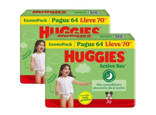 Huggies Active Sec Bigpack Talla XXXL – Pañales Deportivos Pack 2x70 ud
