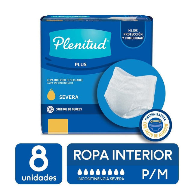 ROPA INTERIOR ADULTO PLENITUD PROTECT PLUS TALLA P-M 8 UNID
