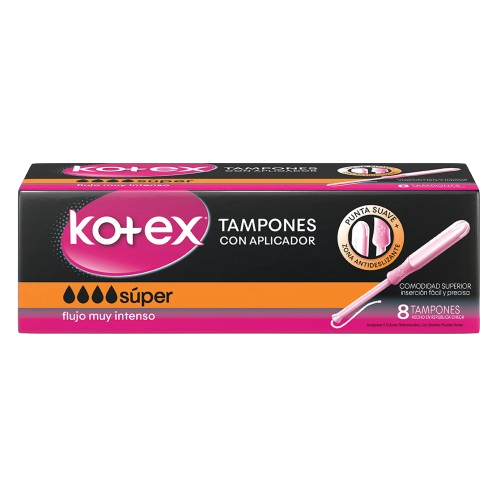 TAMPONES KOTEX CON APLICADOR SUPER 8 UNID
