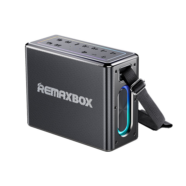 Parlante Karaoke REMAX 120W Bluetooth 5.4 con luces LED y 2 micrófonos inalámbricos negro