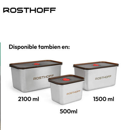 Set de 2 Contenedores Rosthoff de Acero Inoxidable 1,5 L – Herméticos, Microondas y Lavavajillas