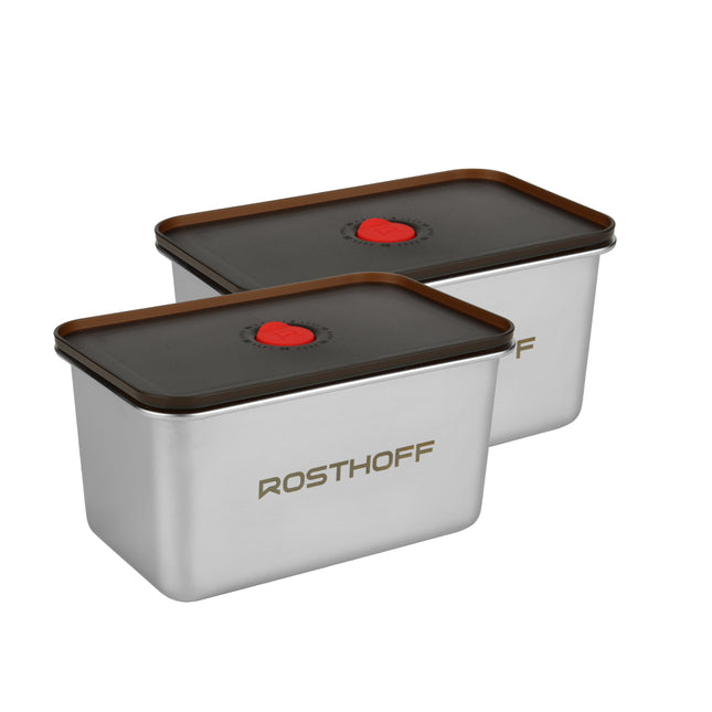 Set de 2 Contenedores Rosthoff de Acero Inoxidable 1,5 L – Herméticos, Microondas y Lavavajillas