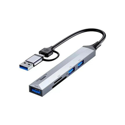 Hub REMAX RU-U7 5 en 1 USB-C + USB con 3 puertos USB y lector SD/TF