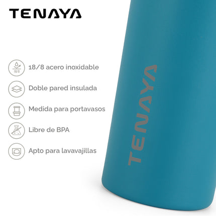 Botella Tenaya Sonoma 720 ml – Acero Inoxidable, Tapa Antiderrames y Cañita BPA-Free