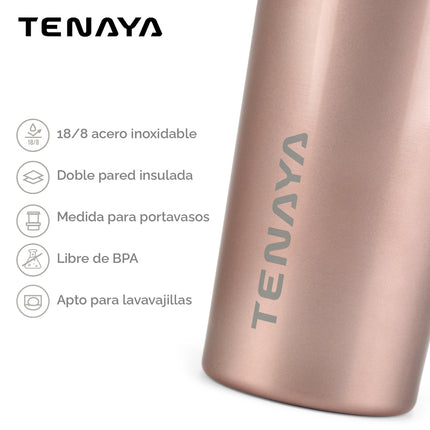 Botella Tenaya Sonoma 720 ml – Acero Inoxidable, Tapa Antiderrames y Cañita BPA-Free