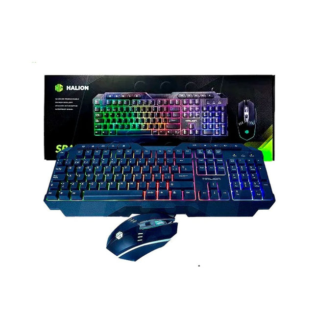 Kit gamer 2 en 1 Halion teclado + mouse alámbrico