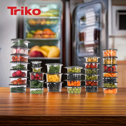 Set x33 Contenedores Plástico TRIKO – Herméticos, BPA Free, Apilables y Aptos Microondas