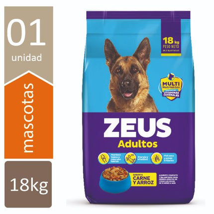 Zeus Adultos Todas las Razas Sabor Carne – Alimento Seco para Perros 18kg