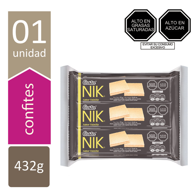 WAFER NIK VAINILLA DP 6 UNIDADES DE 72GR C/U
