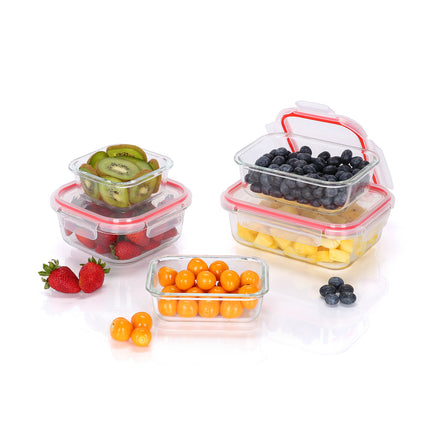 Set x5 Recipientes TRIKO Vidrio Borosilicato – Herméticos, BPA Free y Apto Microondas