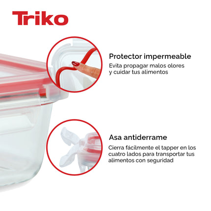 Set x5 Recipientes TRIKO Vidrio Borosilicato – Herméticos, BPA Free y Apto Microondas