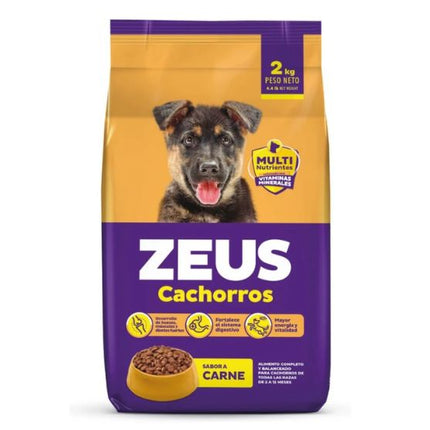 Zeus Cachorros Todas las Razas Sabor Carne – Alimento Seco para Perros 2kg