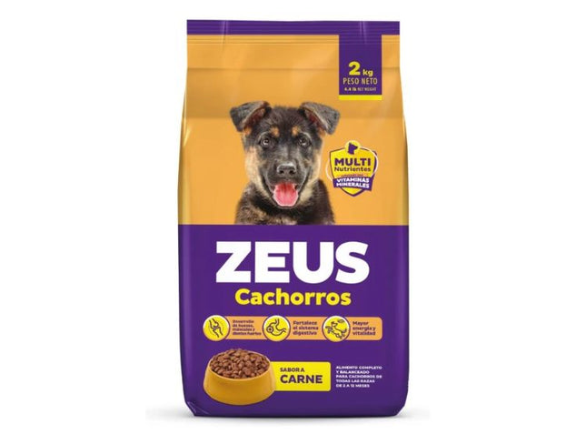 Zeus Cachorros Todas las Razas Sabor Carne – Alimento Seco para Perros 2kg