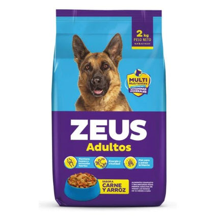Zeus Adultos Todas las Razas Sabor Carne y Arroz – Alimento Seco para Perros 2kg