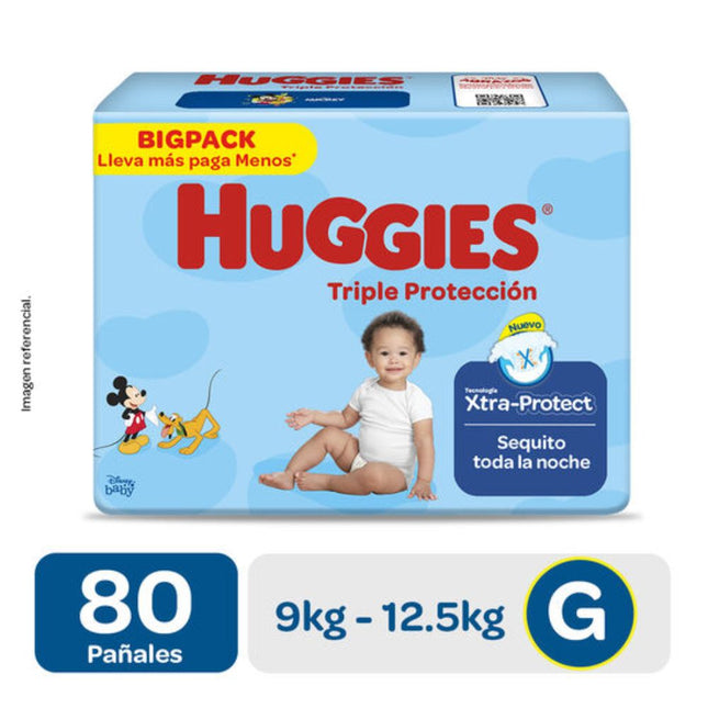 Pañales Huggies Triple Protección Xtra. Big Talla G 80 Unid