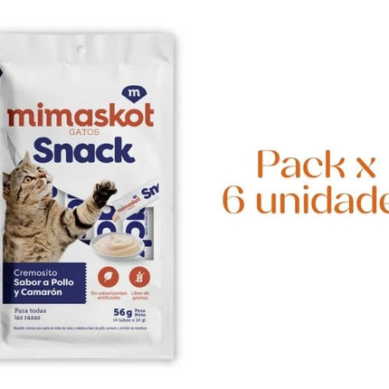 Mimaskot Snack Cremoso para Gatos – Pack 6x56g