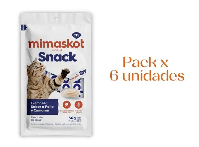 Mimaskot Snack Cremoso para Gatos – Pack 6x56g