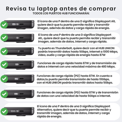 Hub USB-C 3 en 1 LinkOn – HDMI 4K@30 Hz, Carga PD 55 W y USB 3.0 5 Gbps