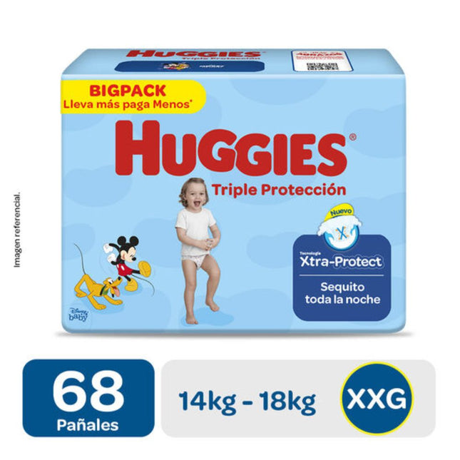 Pañales Huggies Triple Protección Xtra. Big Talla Xxg 68 Und