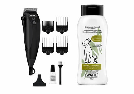 Combo Wahl Cortadora Pet Clipper Kit 9 Piezas 09653-718 + Shampoo Fórmula Anticaída