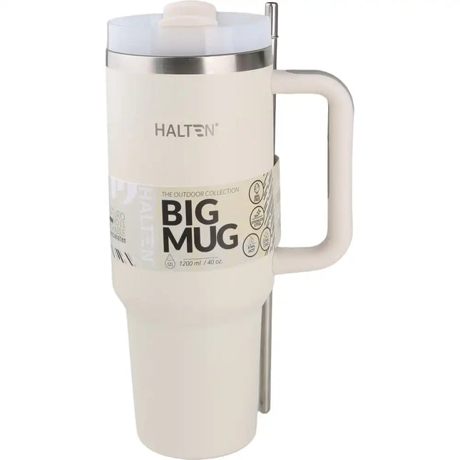Big Mug Halten 1200 ml – Acero Inoxidable Doble Pared al Vacío Beige