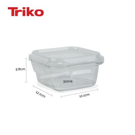Set x3 Recipientes TRIKO Vidrio Borosilicato 310 ml – Herméticos, BPA Free, Microondas y Lavavajillas